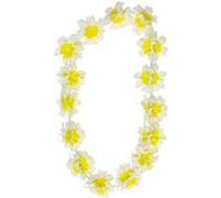 collier hawaïen hibiscus polyester blanc jaune - boland 52408 Jaune G