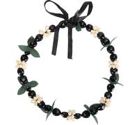 Collier hawaïen kukui noix lei élégant à la mode coque de finition à la main pour fête Noir