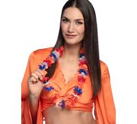 Collier hawaïen Pays-Bas Fanware accessoire de costume rouge-blanc-bleu