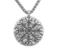 Collier Heaume Viking Nordique de Crainte -Pendentif Homme Femme Acier Inoxydable Aegishjalmur Talisman -Cadeau de Bijoux Païens de Protection de la Mythologie Nordique Faits À la Main