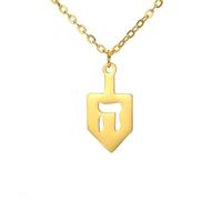 Collier Hébreu Chai pour Femmes en Acier Inoxydable Collier à Pendentifs Hébreu Classique avec la Lettre Chai Signe de Vie Bijoux Juifs Religieux (Or 5)