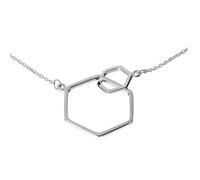 Collier Hexagonal Ouvert entrelacé en Argent Sterling avec Fine chaîne gourmette - Collier à Pendentif géométrique en Argent 925 de 40,6 à 45,7 cm - Bijoux élégants pour Tous Les Jours - Minimaliste