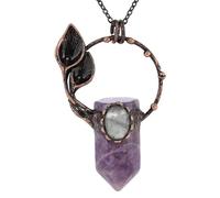 Collier Hexagonal Pointu en Cristal Naturel, Pendentif Géométrique en Cuivre Avec Chaîne en Argent, Ras Du Cou Ovale en Labradorite, Bijou Fantaisie pour Femmes Et Hommes, Améthyste