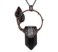 Collier Hexagonal Pointu en Cristal Naturel, Pendentif Géométrique en Cuivre Avec Chaîne en Argent, Ras Du Cou Ovale en Labradorite, Bijoux Fantaisie pour Femmes Et Hommes, Obsidienne Noire