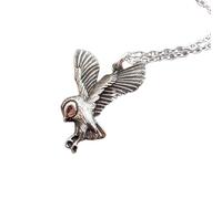 Collier hibou en argent sterling 925. Petit animal totem rustique. Pendentif oiseau réaliste, symbole de sagesse et de connaissance, bijou de fin d'études | Avec chaîne de 45 cm | Plaqué argent |