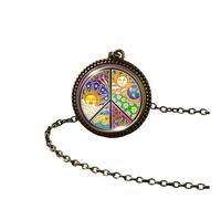 Collier Hippie Accessoires pour Les Femmes et Les Hommes, Hippy Peace Sign Collier Art Painting Vintage Pendant Round Imprimé Photo Glass Dome, Long Colliers for Women Boho, Grunge