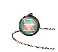 Collier Hippie Accessoires pour Les Femmes et Les Hommes, Hippy Peace Sign Collier Art Painting Vintage Pendant Round Imprimé Photo Glass Dome, Long Colliers for Women Boho, Grunge