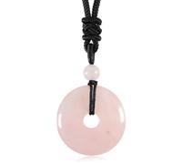 Collier hippie en améthyste de 25 mm avec pendentif en forme de donut en pierre précieuse naturelle et corde réglable pour homme et femme, One Size, Acétate, Pas de pierre précieuse
