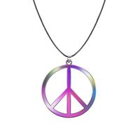 Collier Hippie Paix et Amour Arc-en-Ciel - Pendentif Métal Accessoires Costume Carnaval