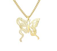 collier homme, collier papillon et serpent mystique, totem animal gothique, bijoux de sorcellerie