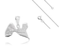 Collier - Homme/Femme - Chaîne et Pendentif - Carte - Guadeloupe - Argent Fin 925/1000 - 50 cm