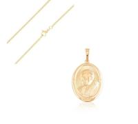 Collier - Homme/Femme - Pendentif - Médaille - Religieuse - Pape - Plaqué Or Jaune 750/1000 - 3 Microns - 60 cm