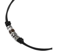 Fossil Collier Pour Hommes, Marron, Collier En Cuir Véritable Argenté, JF84068040