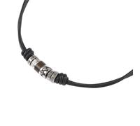 Collier Homme Fossil Cuir Noir Perles Acier