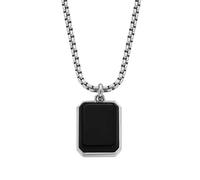 Collier Homme Fossil Pendentif Agate Noire