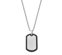 Collier homme - Lotus - Style plaque militaire - Acier inoxydable - Blanc - Longueur ajustable