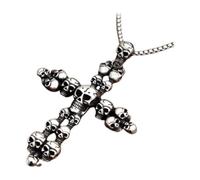 BISONBLUE Collier Homme Pendentif Femmes Bijoux Colliers Vintage pour Homme avec Pendentif Tête De Mort Et Croix Punk Rock Gothique Chaîne De 60 Cm