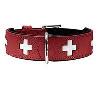 Collier - Hunter - 35-39.5 Cm - Rouge/Noir - Cuir Souple - Acier Inoxydable