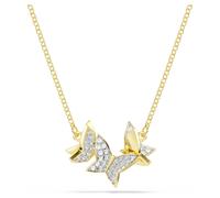 Collier Idyllia Lilia, Papillon, Blanc, Placage de ton or