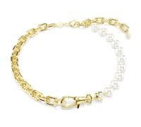 Collier Idyllia, Perle de cristal, Blanc, Doré à l’or 18 carats (750/1000) OS