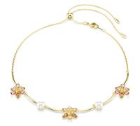 Collier Idyllia, Perle de cristal, Tailles variées, Fleur, Multicolore, Placage de ton or OS