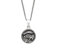 Collier œil d'Horus en Argent Sterling pour Femme - Pendentif Disque du Dieu égyptien en Argent 925 - Amulette de Protection en Forme de pièce de Monnaie - Bijoux de mythologie Ancienne - Collier