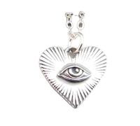 Collier œil en argent sterling 925 avec cœur rayonnant. Petit pendentif clairvoyance justice. Symbole de protection de l'amour. Breloque unique représentant un œil | Avec chaîne de 45 cm | Plaqué