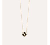 Collier œil protecteur en émail noir & plaqué or 18k
