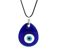 Collier Œil Protecteur Homme Vintage en Verre, Lot de 3 Pièces Bleu