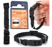 Collier Imperméables Réglable pour Chien Animaux 15-25 cm Noir Respirant Nylon Classique Solide Réglable Boucle à Dégagement Rapide Robuste Résistant