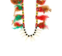 Collier indien à plumes - Vert - Taille Unique