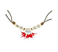 COLLIER INDIEN PERLES BOIS PLUMES ROUGES ADULTE