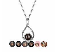 Collier infini personnalisé avec photo à l'intérieur Je t'aime 100 langues pendentif commémoratif mariage anniversaire anniversaire projection collier pendentif à breloque pour couple de la famille