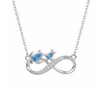 Collier Infinity pour Femme, Collier Infini Femme, Collier Infini en Argent 925, avec Tortue de Mer Bleue Zirconiumet et Chaîne Réglable |40cm+5|, Bijoux Cadeau pour Femmes Fille, avec Boîte Cadeau