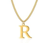 Collier initial plaqué or 14 carats - collier pendentif lettre chaîne cubaine en or pour hommes et femmes collier pendentif lettre en or exquis