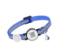 Collier intelligent réfléchissant pour chat - Collier anti-perte avec porte-AirTag - Collier en nylon réglable avec breloque cloche pour chats et chatons (bleu avec clochette et arête de poisson, avec
