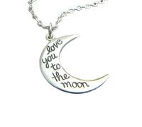 Collier « Je t'aime jusqu'à la lune » en argent sterling 925. Pendentif petite lune. Affirmation. Bijou simple et charmant, cadeau pour maman et enfant. Avec chaîne de 45 cm. Plaqué argent.