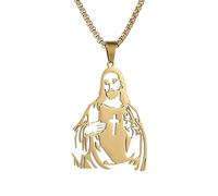 Collier Jésus-Christ pour hommes, Collier Jésus en acier inoxydable,Colliers chrétiens en acier inoxydable pour hommes - Bijoux de collier de conception robuste pour les fiançailles, les fêtes, les re