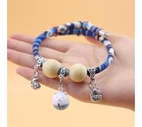 Collier kimono porte-bonheur en perles de cèdre pour animal de compagnie, collier pour chaton, collier personnalisé pour chien et chat avec pendentif fortune, collier pour chat avec clochettes