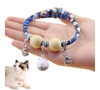 Collier kimono porte-bonheur en perles de cèdre pour animal de compagnie, cousu à la main, collier de costume pour chien et chat avec breloque Maneki-Neko, confortable et réglable, convient à tous les