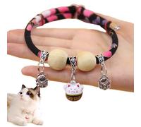 Collier kimono porte-bonheur en perles de cèdre pour animal de compagnie, cousu à la main, collier de costume pour chien et chat avec breloque Maneki-Neko, confortable et réglable, convient à tous les