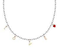 Collier LA PETITE STORY en Acier Blanc et Email Rouge