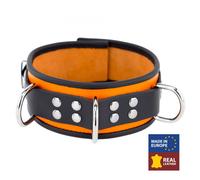 COLLIER & LAISSE Collier en cuir 3 Anneaux D Orange-Noir The Red