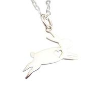 Collier lapin en argent sterling 925, petit pendentif animal sauteur, cœur découpé, esprit totem, petit bijou simple, breloque lièvre, cadeau | avec chaîne de 45 cm | plaqué argent | L_PN_0581