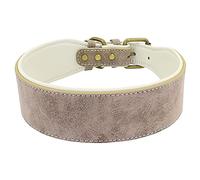 Collier Large en Cuir for Chien, Collier rembourré for Chiens de Taille Moyenne et Grande, Pitbull, Bouledogue, Berger Allemand, Taille 2XL(3,XXL)