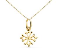 Collier - L'ATELIER D'AZUR - Médaille Croix Occitane Or 18 Carats - Dimensions 1.60cm*1.3cm - Chaîne Dorée