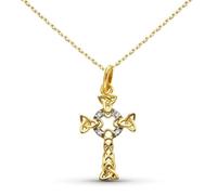 Collier - L'ATELIER D'AZUR - Médaille Croix Or Bicolore - Croix Celtique - Chaîne Dorée Ajustable