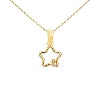 Collier - L'ATELIER D'AZUR - Or 18 Carats 750-000 Jaune - Motif Etoile - Zirconium - Chaîne Dorée