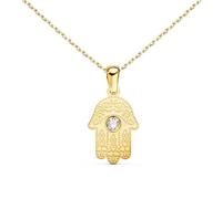 Collier - L'ATELIER D'AZUR - Pendentif Or 18 Carats - Main de Fatma - Chaîne Dorée Ajustable - Zirconium