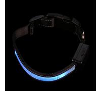 Collier LED Lumineux pour Chien à Recharge Solaire USB, Bleu | Nylon et Plastique, Éclairage Rapide ou Doux, Câble USB Inclus, Sécurité Nocturne pour Chiot et Chien
